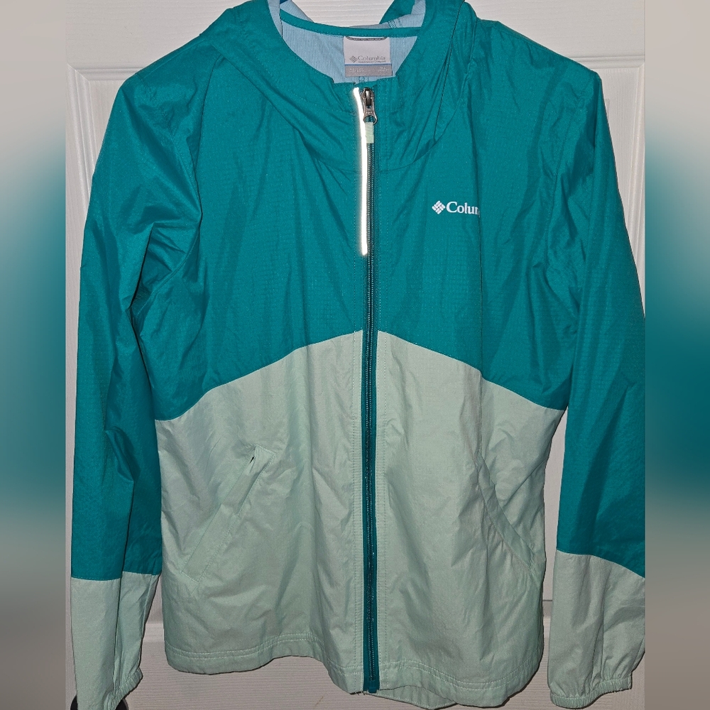 Columbia Teal and Light Gray Windbreaker